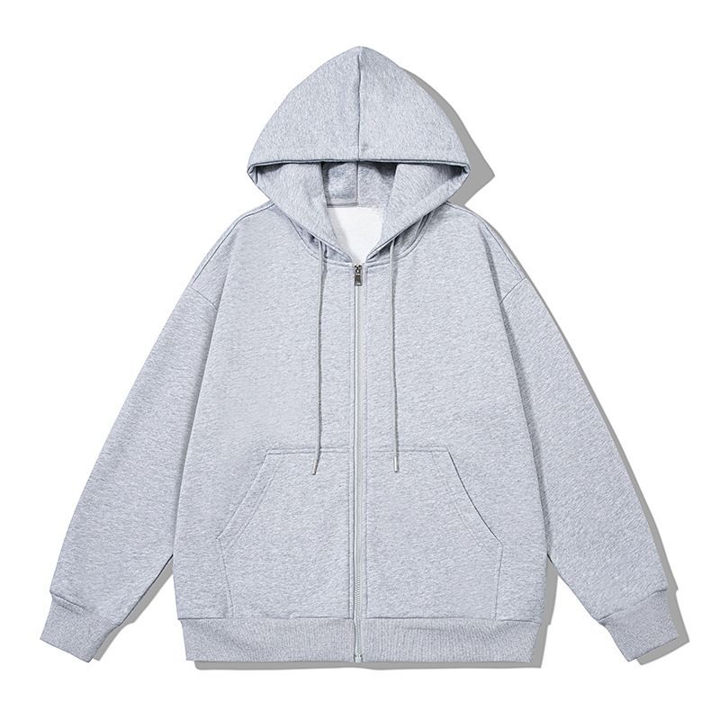 Men's Zip-Up Hoodie Sweatshirt - Oversized Fleece-Lined Pullover With Kangaroo Pocket, 100% Polyester For Fall/Winter_voghion.com