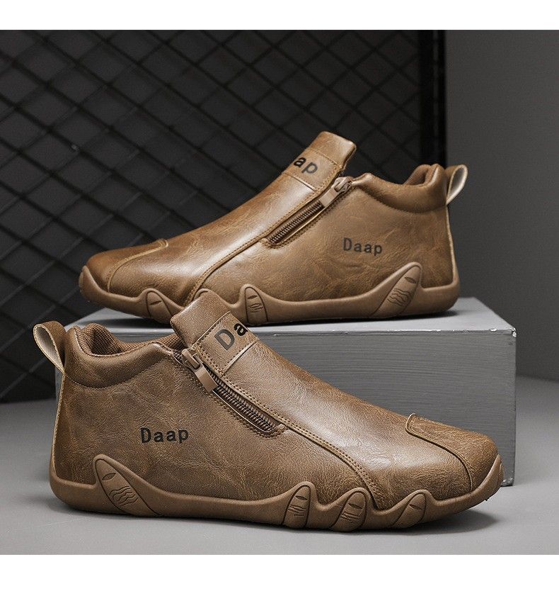 Herren High-Top Freizeit-Arbeitsstiefel - Strapazierfähige Outdoor-Wanderschuhe mit seitlichem Reißverschluss, atmungsaktiv und bequem für alle Jahreszeiten_voghion.com