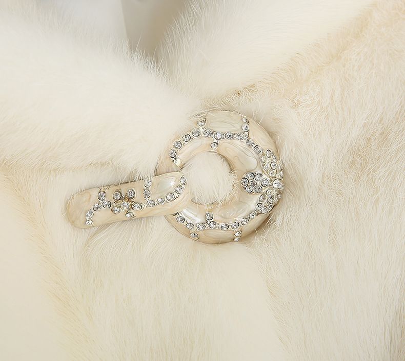 Cappotto con cappuccio in visone sintetico da donna – Giacca invernale di media lunghezza con dettagli in filo metallico (capospalla bianco, elegante e perfetto per l'ufficio)_voghion.com