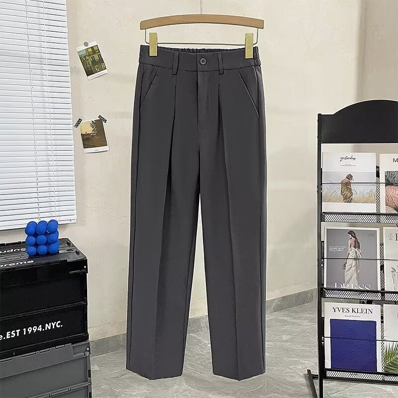 Spring And Summer New Men's Suit Pants Men's Solid Color Non-ironing Casual Pants Commuting To Work Slim-fitting Solid Color Nine-point Pants_voghion.com
