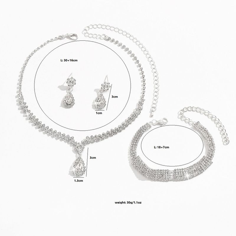 Set di tre gioielli da sposa, orecchini, collana e bracciale da donna, accessori di lusso di alta gamma_voghion.com