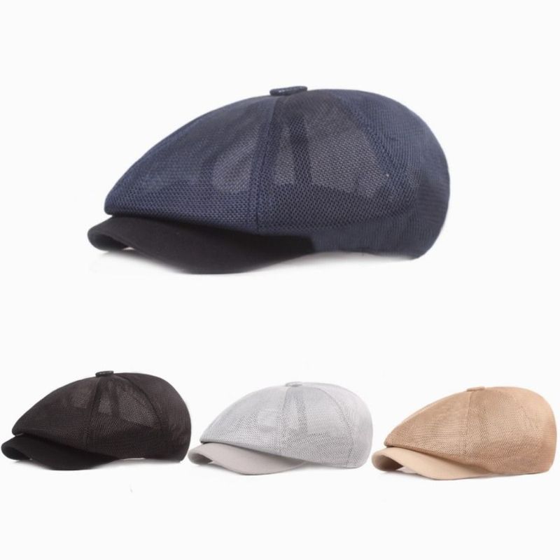 Nuovi arrivi estate maglia newsboy traspirante casual all'aperto retrò basco cappelli cappello ottagonale moda solido piatto berretti_voghion.com