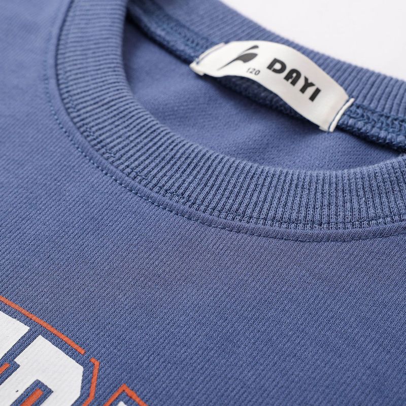 Mother & Kids Autumn New Children's Clothing Medium And Large Children's Letter Print Blue Sweatshirt Small Order Wholesale_voghion.com