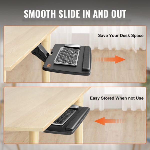 Keyboard Tray Under Desk Adjustable Height, Height And Angle Adjustable Under Desk Keyboard Tray Slide Out, Large 25x9.8 Inch Keyboard Holder Under_voghion.com