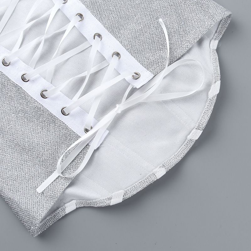 Women's fashion temperament sparkly fishbone waist vest_voghion.com