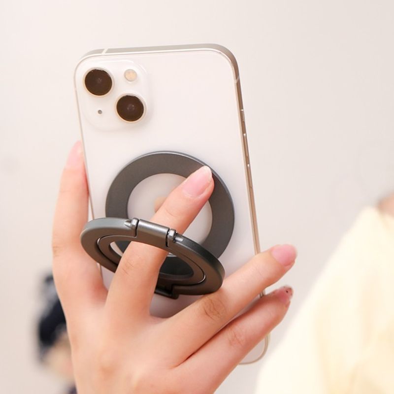 Supporto per telefono con anello magnetico in lega di alluminio 2 in 1, pieghevole, ultrasottile, girevole, per iPhone 16, 15, 14, 13, 12 Pro Max_voghion.com