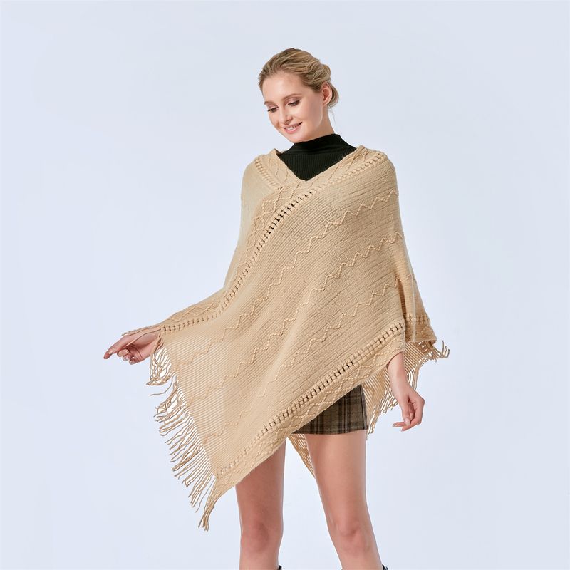 2023 loose tassel cape shawl pullover autumn/winter knitted jacket bat sweater for women_voghion.com