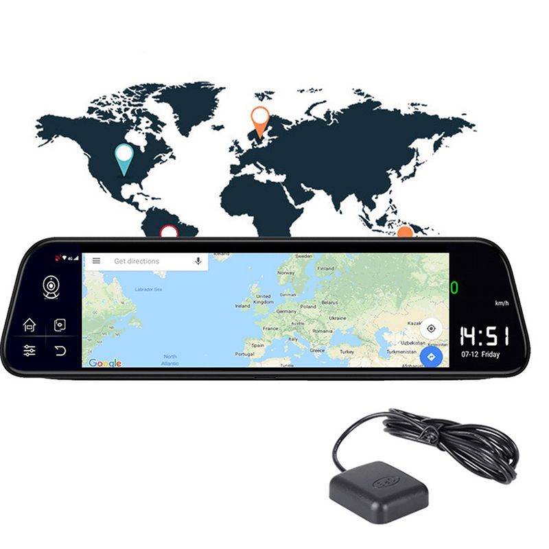 Αυτοκίνητο DVR 10 ιντσών οθόνη 4G βίντεο εγγραφής 1080P Full HD αυτόματη οθόνη στάθμευσης καθρέφτη ροής GPS διπλός φακός υποστήριξης andriod 8.1_voghion.com