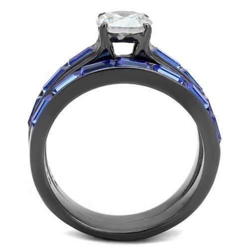 TK2845 - IP Light Black (IP Gun) Stainless Steel Ring with AAA Grade CZ in Clear_voghion.com