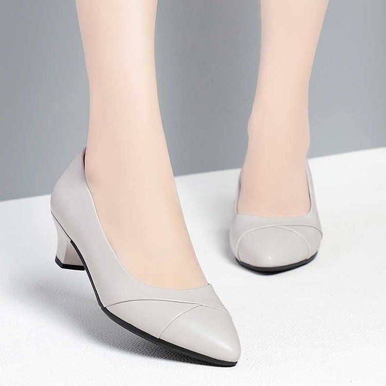 High Heels Damen Arbeitsschuhe Damenschuhe Ein Pedal Weiche Sohle Temperament Lederschuhe Damen Einzelschuhe_voghion.com