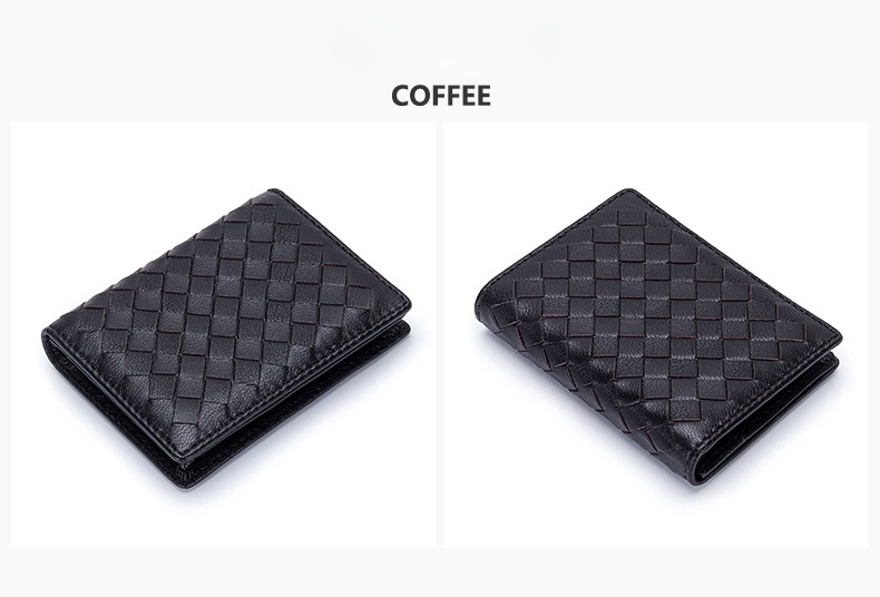 Designer heren- en damestas van geweven schapenvacht Nieuwe visitekaartjestas Multifunctionele leren tas Kaartclip voor heren Eenvoudige nulportemonnee_voghion.com