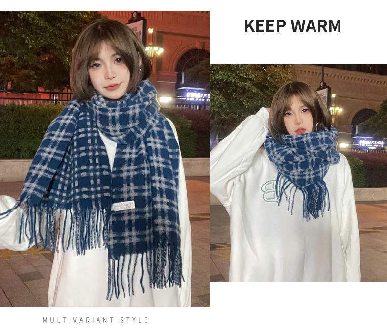 Explosive Designermodelle Temperament Trend Freizeit Damen Plaid Elemente bedruckt warm Herbst und Winter kalt Schal_voghion.com