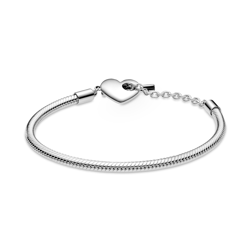 Bracciale Moments con catena a forma di serpente con barra a T e cuore_voghion.com