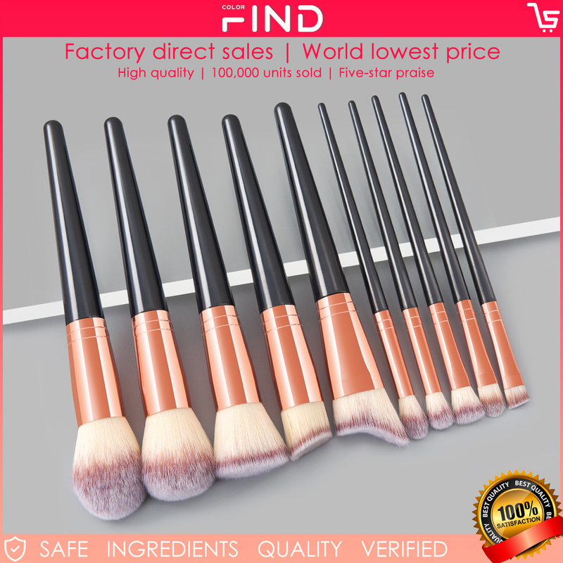 FINDCOLOR 10 zwarte professionele make-upborstelset, cadeau voor thuisgebruik_voghion.com