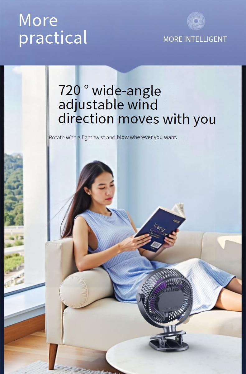 Der kleine Ventilator für den Heimgebrauch ist geräuschlos und kann auf dem Schreibtisch im Büro oder im Wohnheim aufgeladen werden. Er wurde mit der Mijia-App verbunden._voghion.com