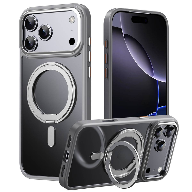 360° drehbare, magnetische, stoßfeste Hülle für das iPhone 17 Pro Max/Pro/Air mit Soft-Touch-Mattoberfläche und Metallständer (kompatibel mit der iPhone-Serie 11–17)_voghion.com