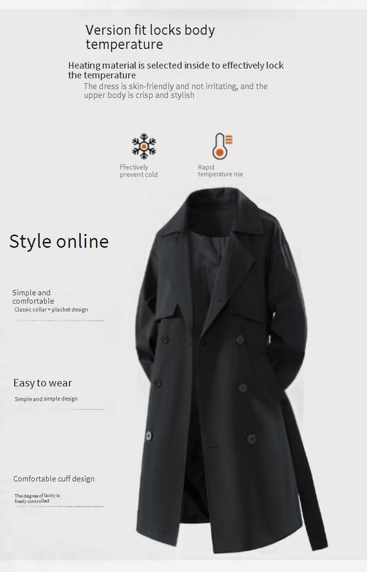 Men's Corduroy Trench Coat - Slim Fit Spring/Autumn Jacket With Belt, Stand Collar, Utility Pockets, Casual Longline Outerwear_voghion.com