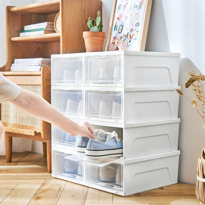 Boîte de rangement à chaussures empilable ClearView avec couvercle – Organiseur à chaussures transparent peu encombrant pour placard, salon et entrée_voghion.com