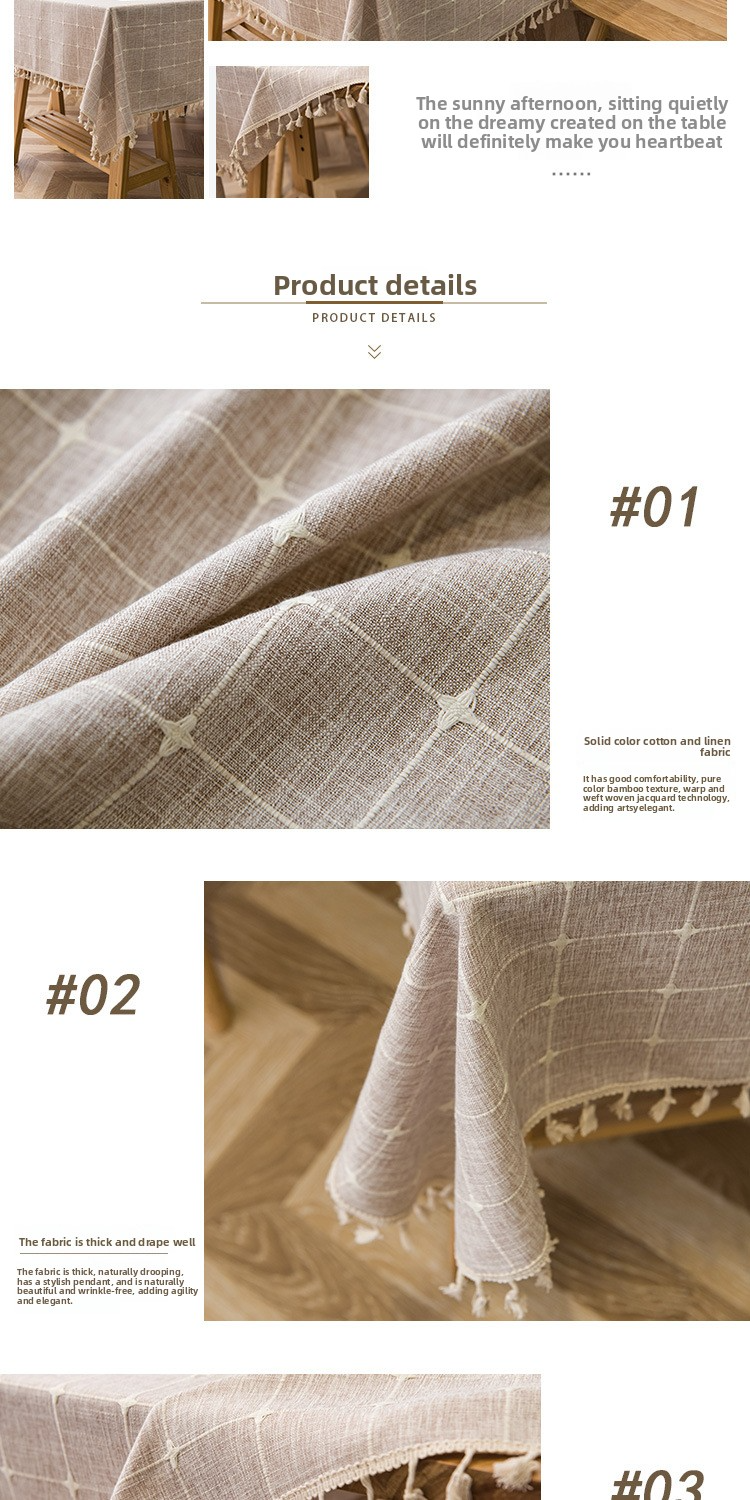 Scandinavian Polyester Tablecloth - Rectangle Dining & Coffee Table Cover, Dustproof & Heat-Resistant In Earth Tones (140x90cm/180cm/200cm/220cm)_voghion.com