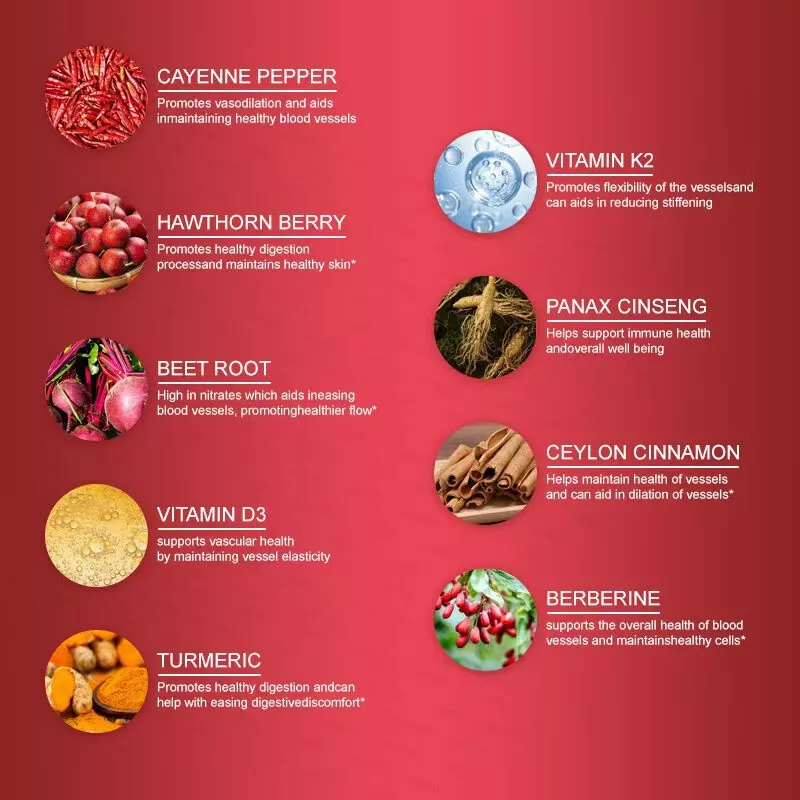 60ml picături lichide naturale de ardei Cayenne, fructe de păducel, sfeclă roșie, vitamina D3 K2_voghion.com