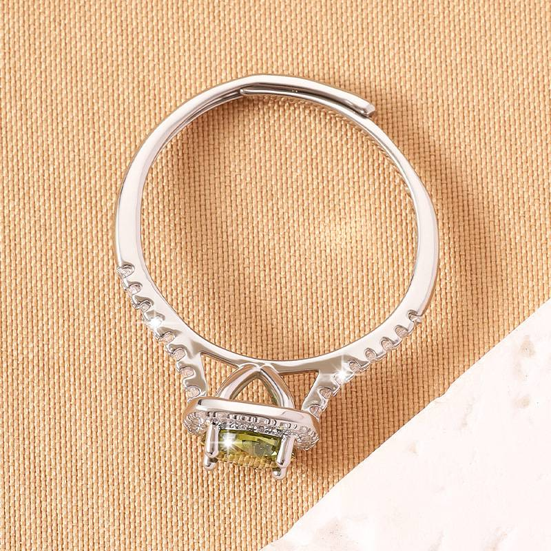 Rings New Micro Inlaid Zircon Super Flash Open Ring For Women Light Luxury Square Adjustable Ring_voghion.com