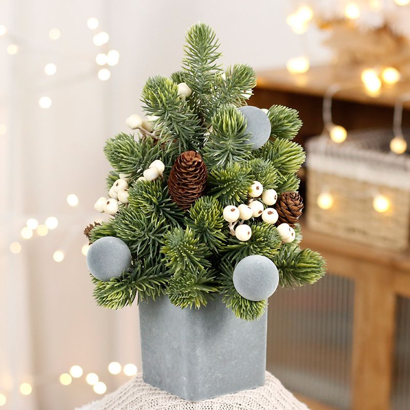 Christmas Decorations, Exquisite PE Nobeson Ins Tabletop Flocking Ball Red Fruit Mini Christmas Tree_voghion.com