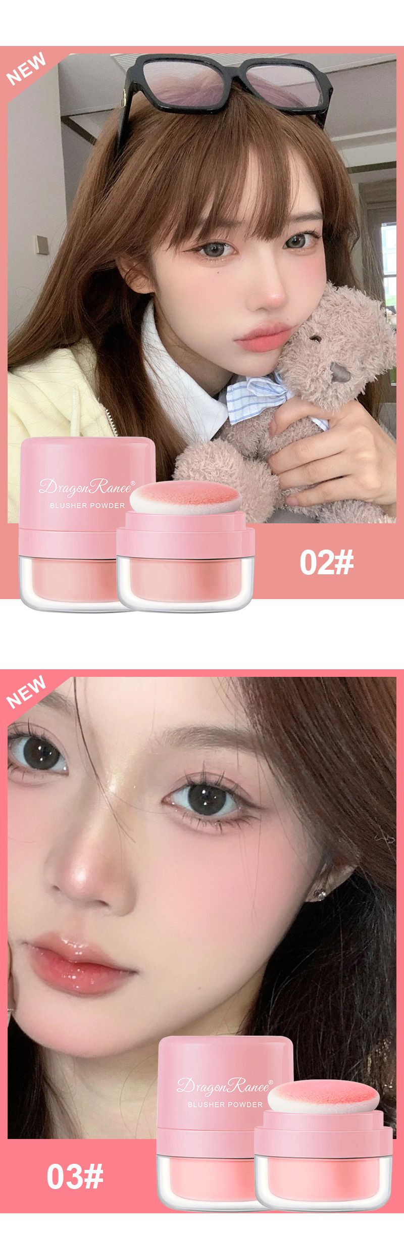 Lazy Girl's Cushion Blush - Fard opaco delicato sulla pelle con applicatore a fungo, finitura nude per illuminare la pelle_voghion.com