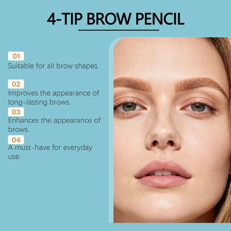 Zephoco Light Brown Four-Pronged Eyebrow Pencil Daily Travel Non-Smudge Natural Hair Flow Three-Dimensional Color Easy_voghion.com
