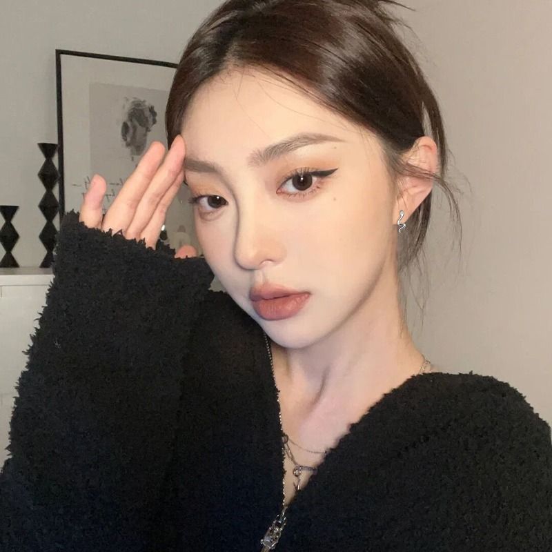 Orecchini a forma di serpente in argento con zircone a forma di S, stile minimalista, personalità creativa, design squisito e piccolo, per le donne_voghion.com