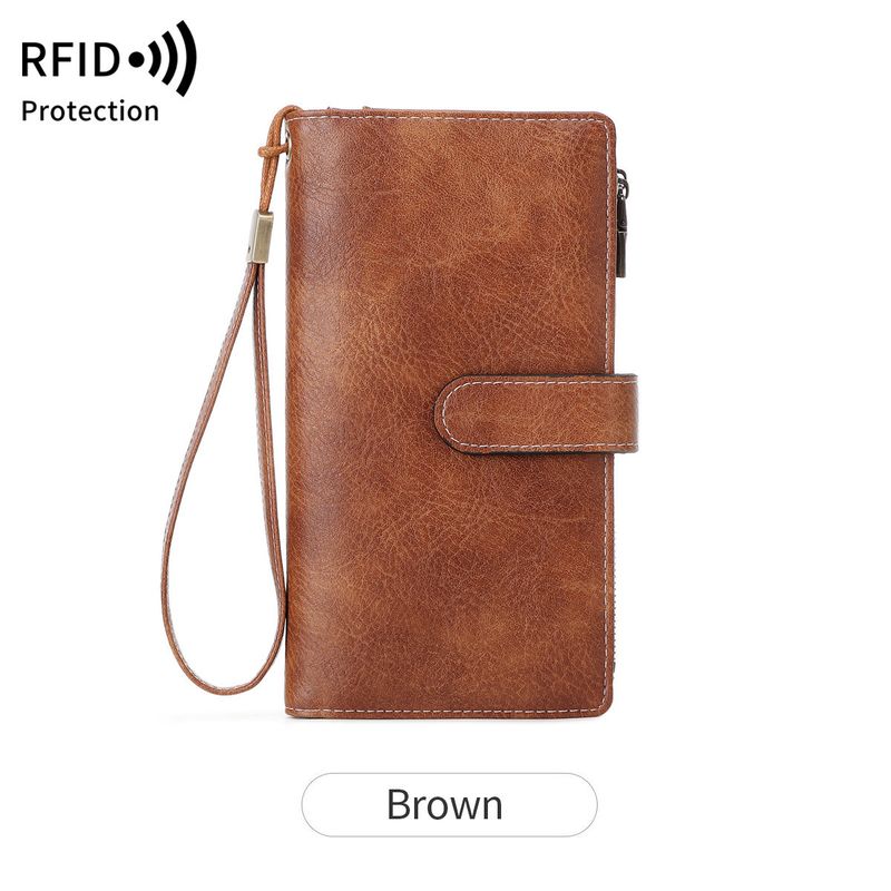 New RFID 702025 Off Long Multifunctional Women Wallet Solid Color Portable Clutch_voghion.com