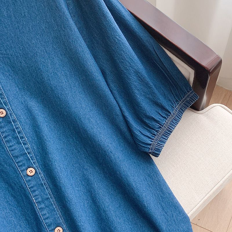 women's style V-neck denim dress_voghion.com