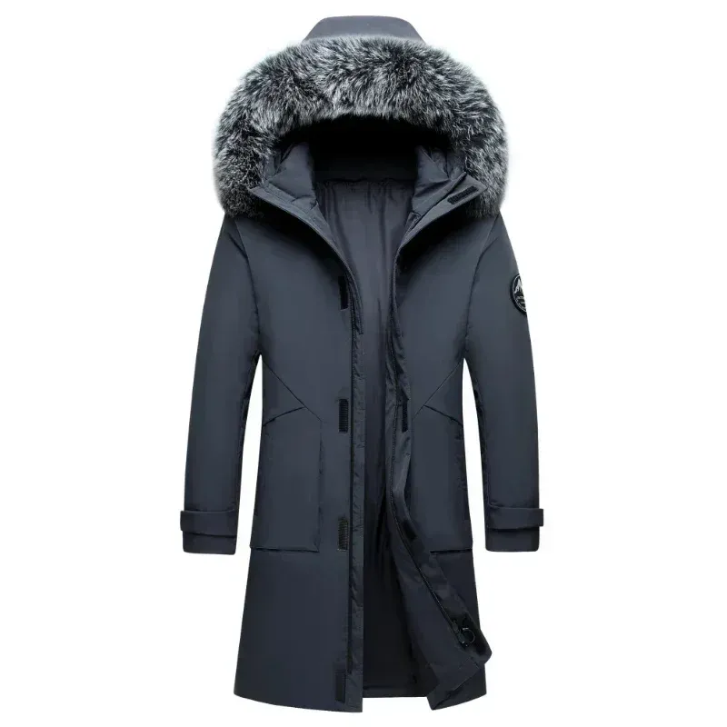 Herren Warm Weiße Enten Daunen Kapuzen Jacke Parkas Multi Taschen Mantel Männlich Winter Lange Männer Wind Dichte Daunen Jacke Mäntel_voghion.com