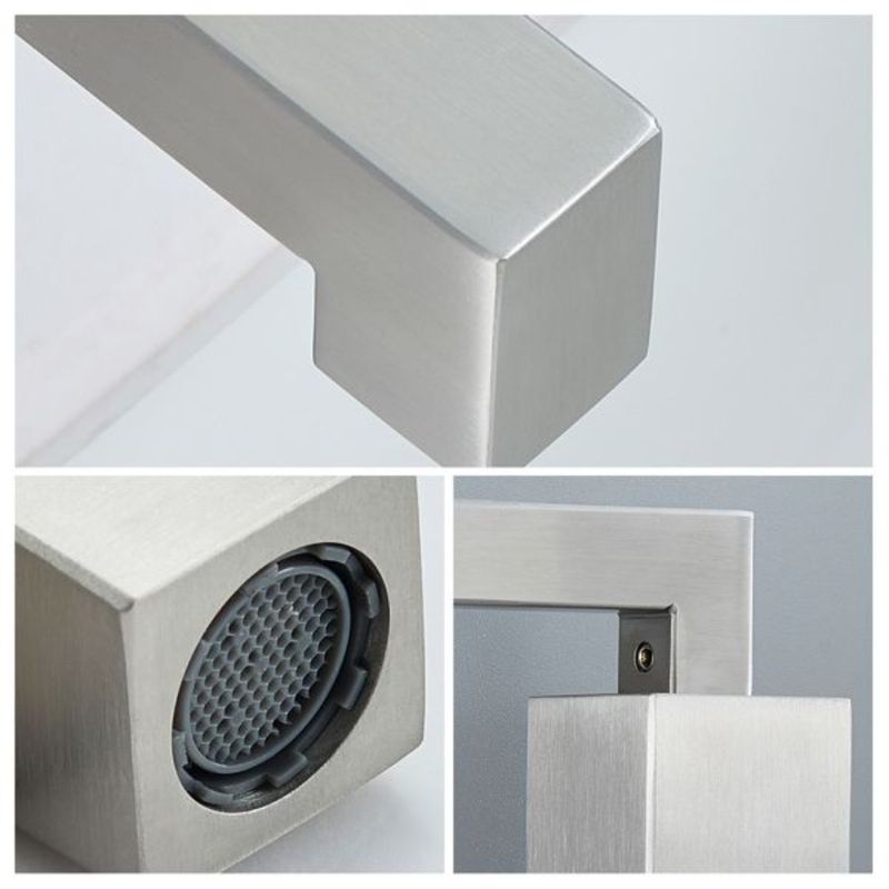 Moderno rubinetto per lavabo a cascata con 2 maniglie, finitura spazzolata, diffuso, nichelato, per bagno, con 3 rubinetti._voghion.com