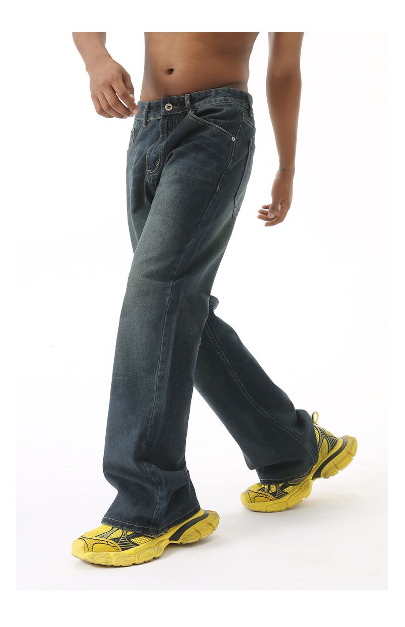 EF JEANS | 2024 New Versatile American Wax Surface Coated Blue Mop Jeans Tide_voghion.com