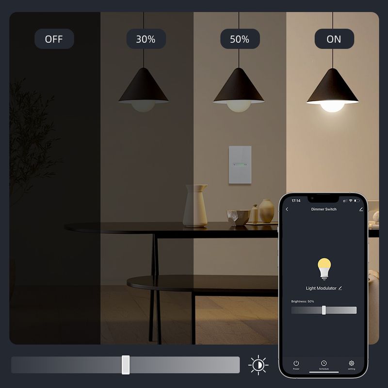 Interruttore dimmer intelligente WiFi AVATTO, design con scanalature, telecomando APP Tuya, funziona con Alexa Google Home_voghion.com
