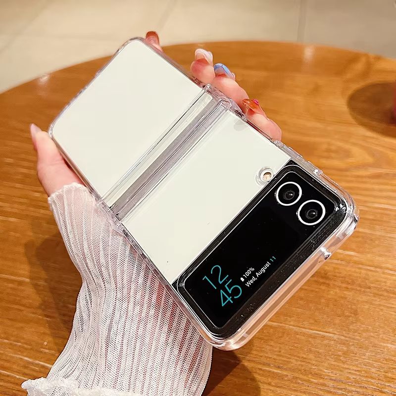 Clear For Galaxy Flip 6 5 4 3 Samsung Z Flip5 Flip4 Flip3 5G Folding Transparent PC Hard Phone Case Cover_voghion.com