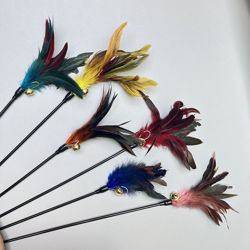 Pet Cat Toy Feather Bell Teaser Wand_voghion.com
