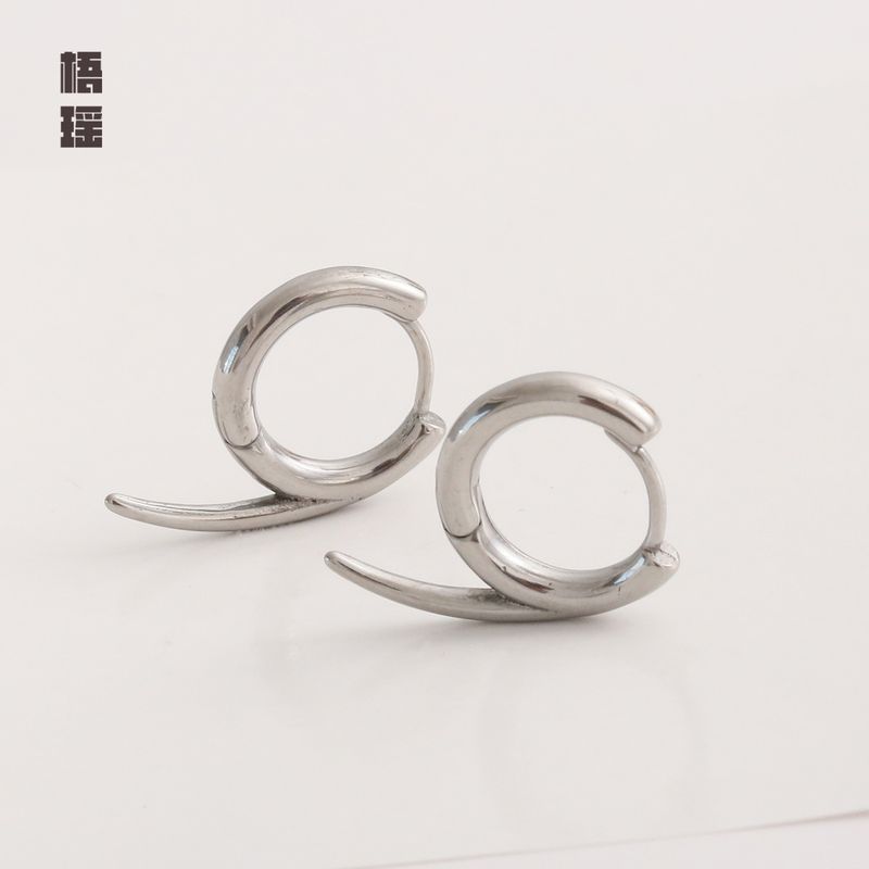 PS1197 Stainless Steel Cast Hoop Earrings Personality Hip-Hop Trendy Matte Color Ear Cuffs Unisex_voghion.com