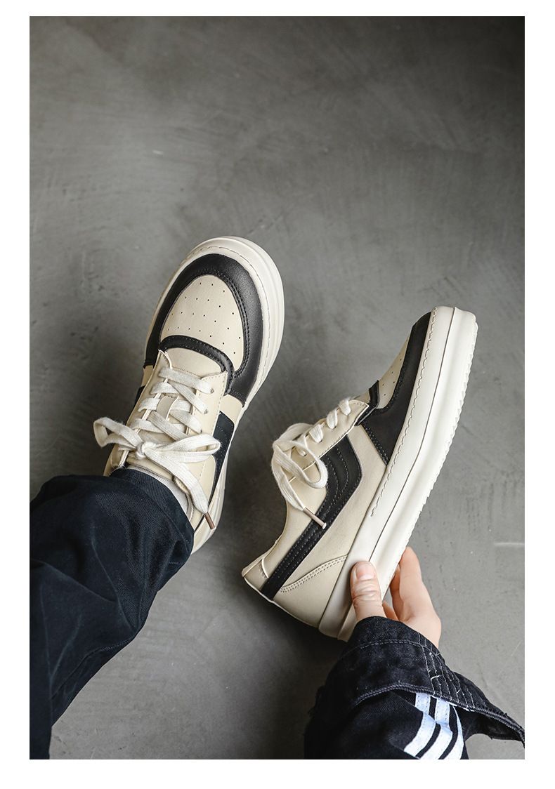 Herrenschuhe Neue Herrenschuhe Schwarz-weiße High Street-Schuhe Herren-Design-Sinn-Nähte Dicke Unterseite Sport Casual Weiße Schuhe Herren X178_voghion.com