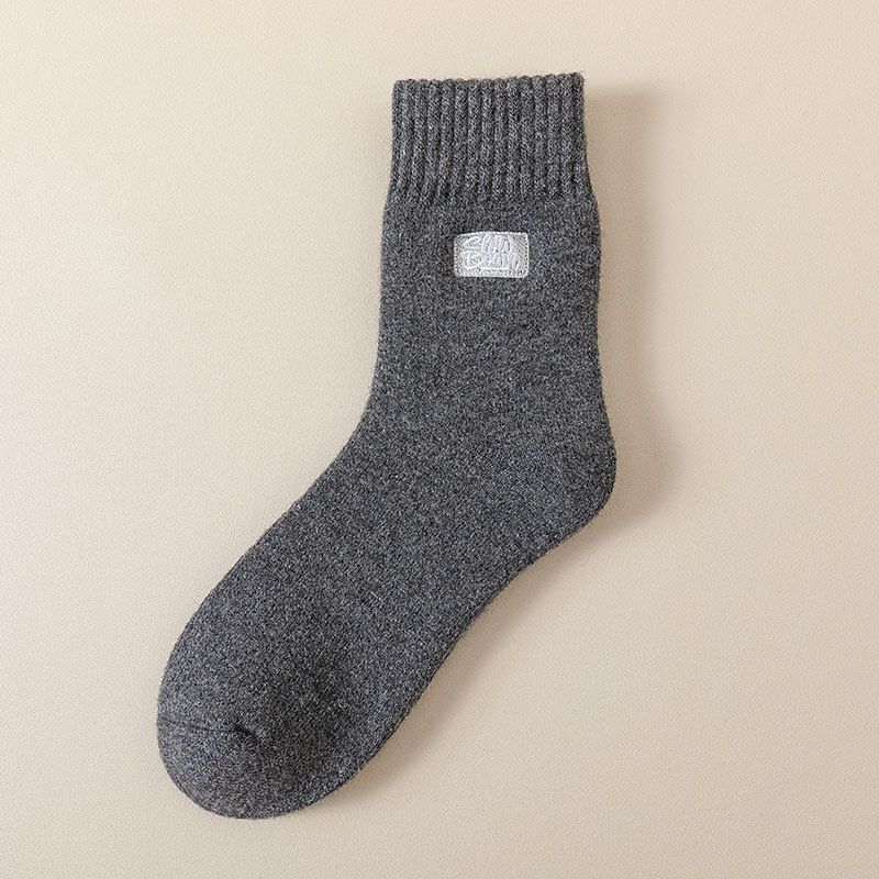 Herre Tykke Frotté Sokker Vinter Tykke Håndklædesokker Casual Broderi Mellemrørssokker Bomuldssokker Herre Varme Sokker Uldsokker_voghion.com