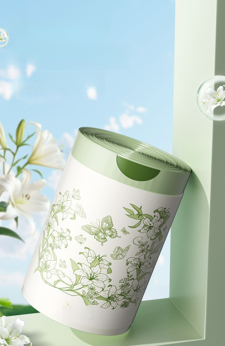 Ou Ka Si New Lily Print Fragrance Family Tear-Free Trash Fresh Scent Living Room Kitchen Thickened Handheld Bags_voghion.com