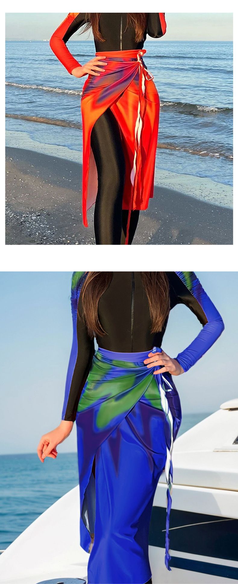 Women's Clothing Diving Suit Swimsuit Female Sexy Slim Long Sleeve Seaside Beach Sun Protection_voghion.com