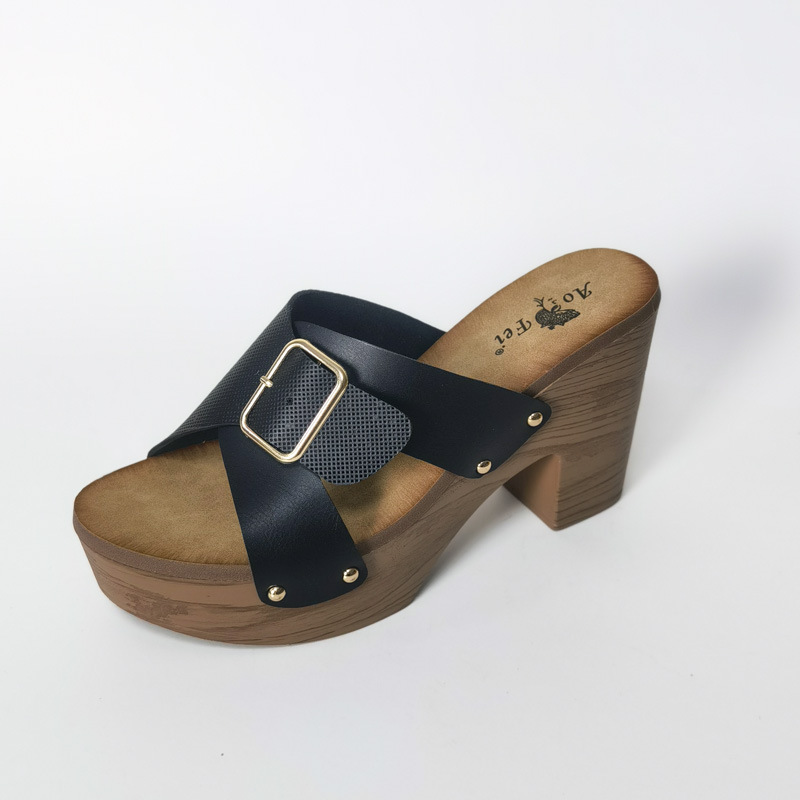 New Thick High Heel Shoes Fashion Large Slippers Women's Sandal_voghion.com