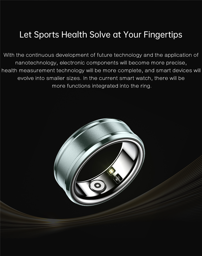 Anello intelligente da uomo con rilevamento della frequenza cardiaca, monitoraggio dell'ossigeno nel sangue, temperatura e sonno, telecomando_voghion.com