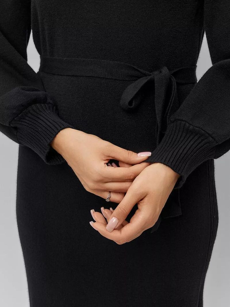 Collo ribaltabile, bordo smussato, bottoni in maglia autunno inverno, nuovo abito casual e alla moda in lana per le donne_voghion.com