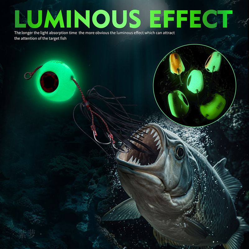 Red Seal Head Lure Bait Sea Fishing Moon Lead Fish Bearded Squid With Double Hooks Luminous Iron Plate_voghion.com
