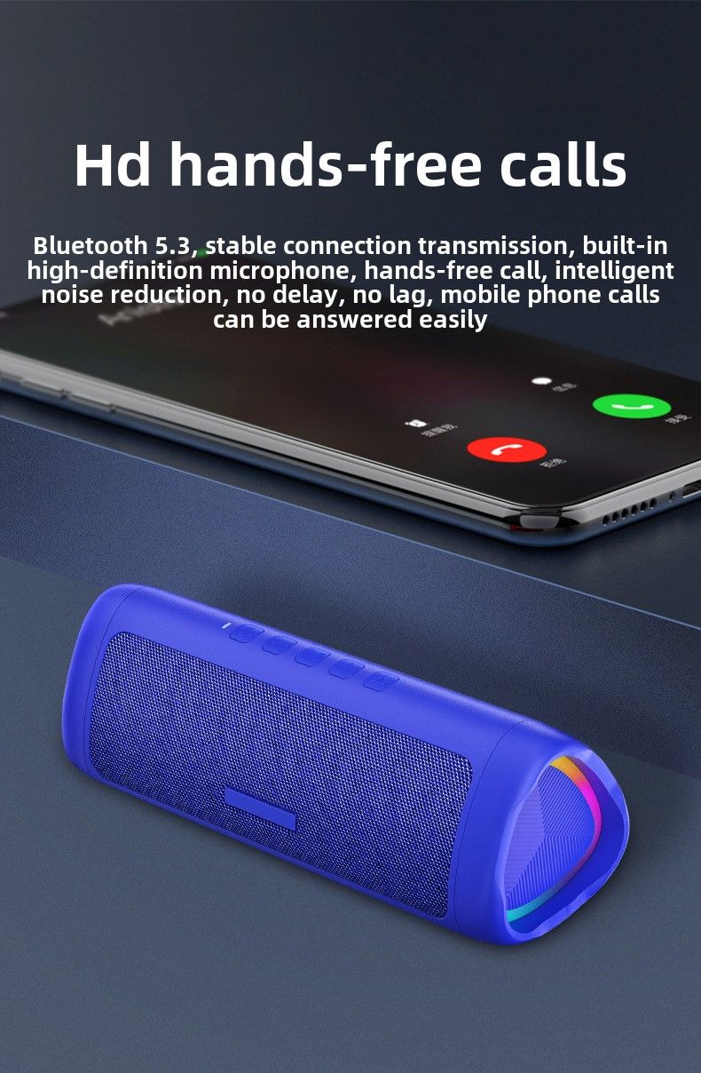 Tragbarer Bluetooth-Lautsprecher – wasserdichtes Design, 4-Einheiten-Stereo, lange Akkulaufzeit, bunte Lichter, hochauflösende Anrufe, geeignet für Partys im Freien_voghion.com