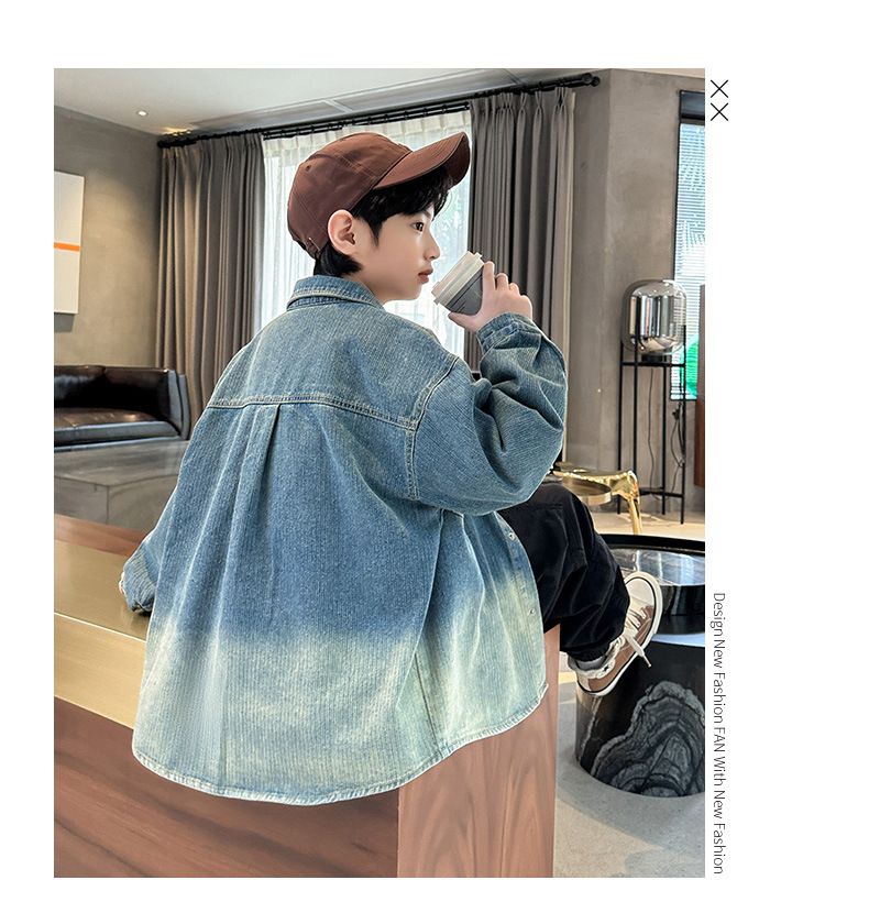 Abbigliamento per bambini Giacca in denim per ragazzi Primavera e autunno Nuovi modelli per bambini di media e grande taglia Giacca primaverile per uomo Abbigliamento primaverile per giovani Marchio alla moda_voghion.com