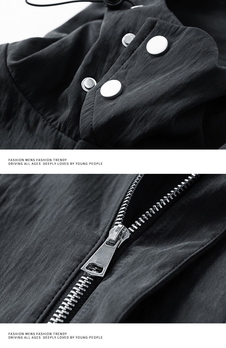 Men's Clothing Men's Jacket Spring And Autumn Solid Color Hooded Hong Kong Style Jacket Casual Loose Workwear Jacket Men_voghion.com