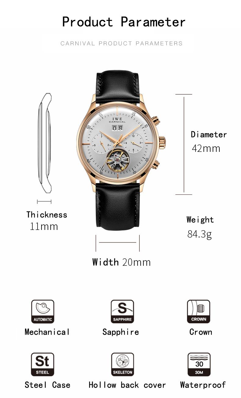 Relogio Masculino 2025 New Double Calendar Automatic Watch Auto Date Leather Waterproof Tourbillon Mechanical Watches For Men_voghion.com